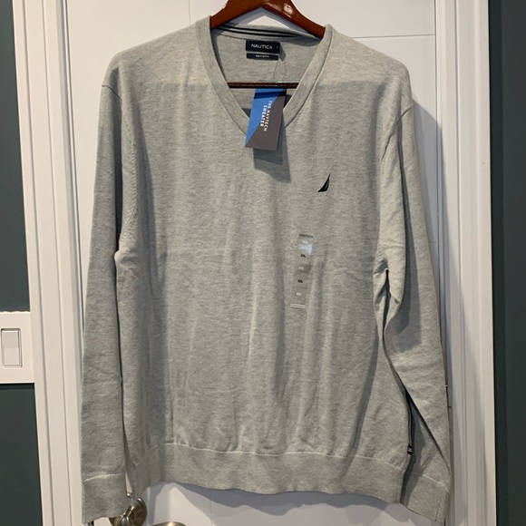 Nautica Light Grey V-Neck Sweater XXL - Picture 1 of 4